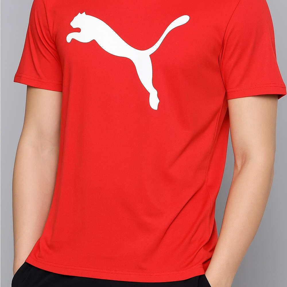 Puma Vibrant Red Tee with White Logo